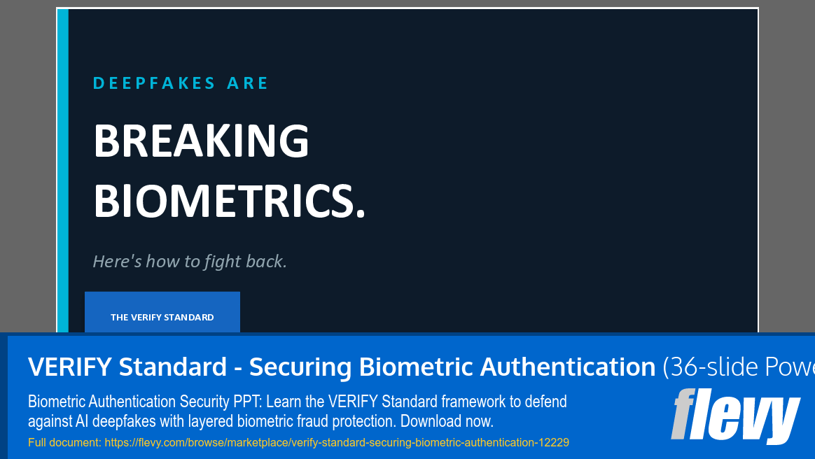 VERIFY Standard - Securing Biometric Authentication (36-slide PPT PowerPoint presentation template (PPT)) Preview Image