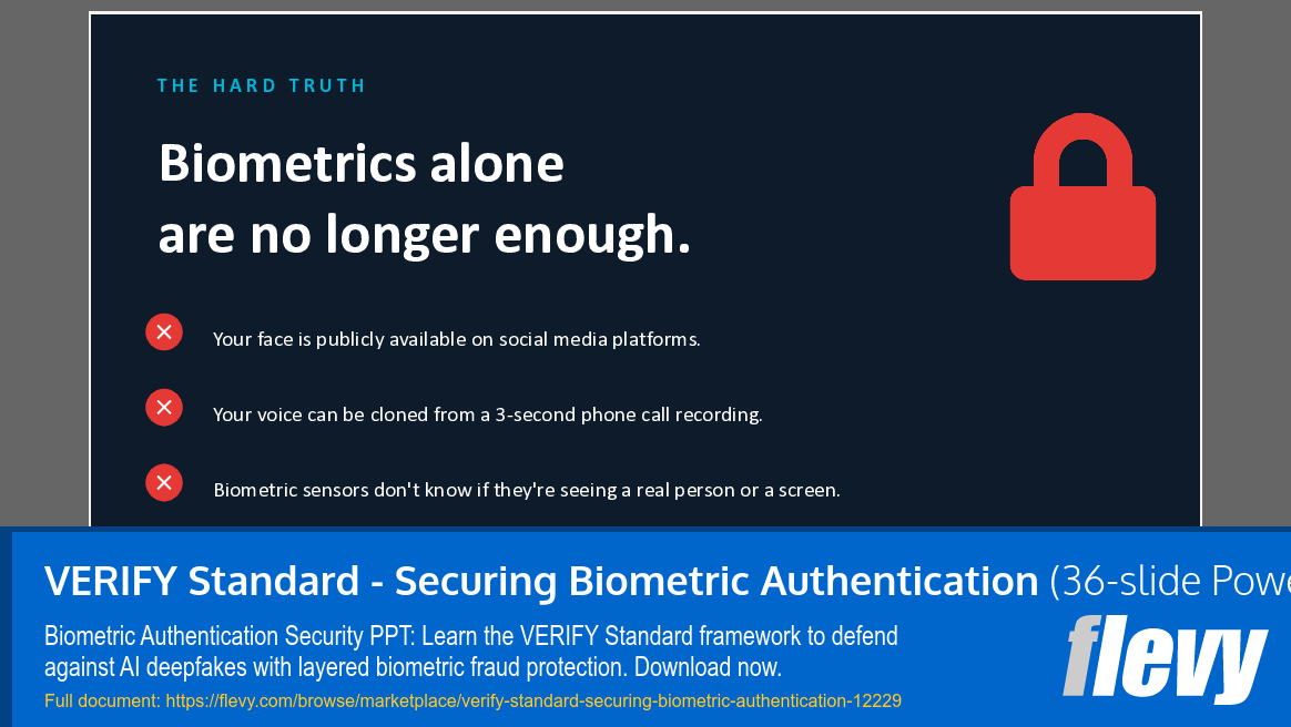 VERIFY Standard - Securing Biometric Authentication (36-slide PPT PowerPoint presentation template (PPT)) Preview Image