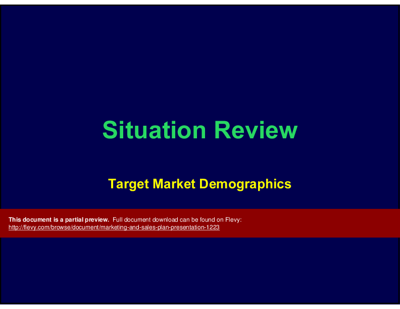 This is a partial preview of Marketing & Sales Plan Presentation (102-slide PowerPoint presentation (PPT)). Full document is 102 slides. 