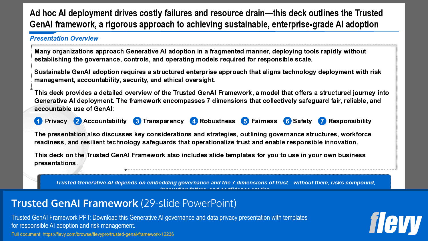Trusted GenAI Framework (29-slide PPT PowerPoint presentation template (PPTX)) Preview Image
