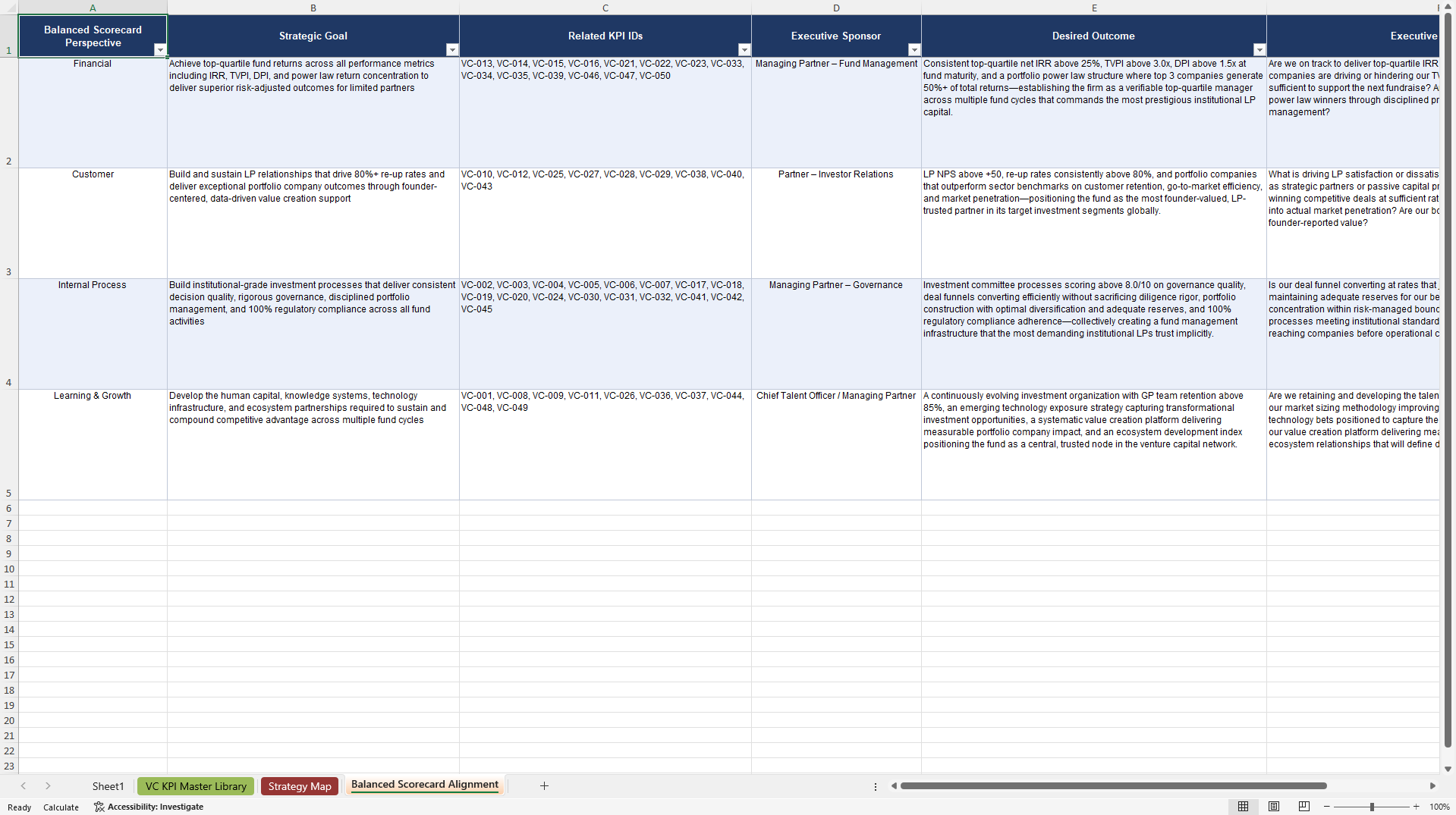 Venture Capital KPIs & Benchmarks (Excel template (XLSX)) Preview Image
