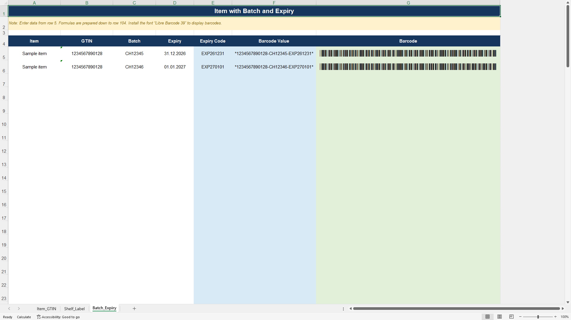 Automated GTIN-13 & Warehouse Shelf Label Tool (Excel template (XLSX)) Preview Image