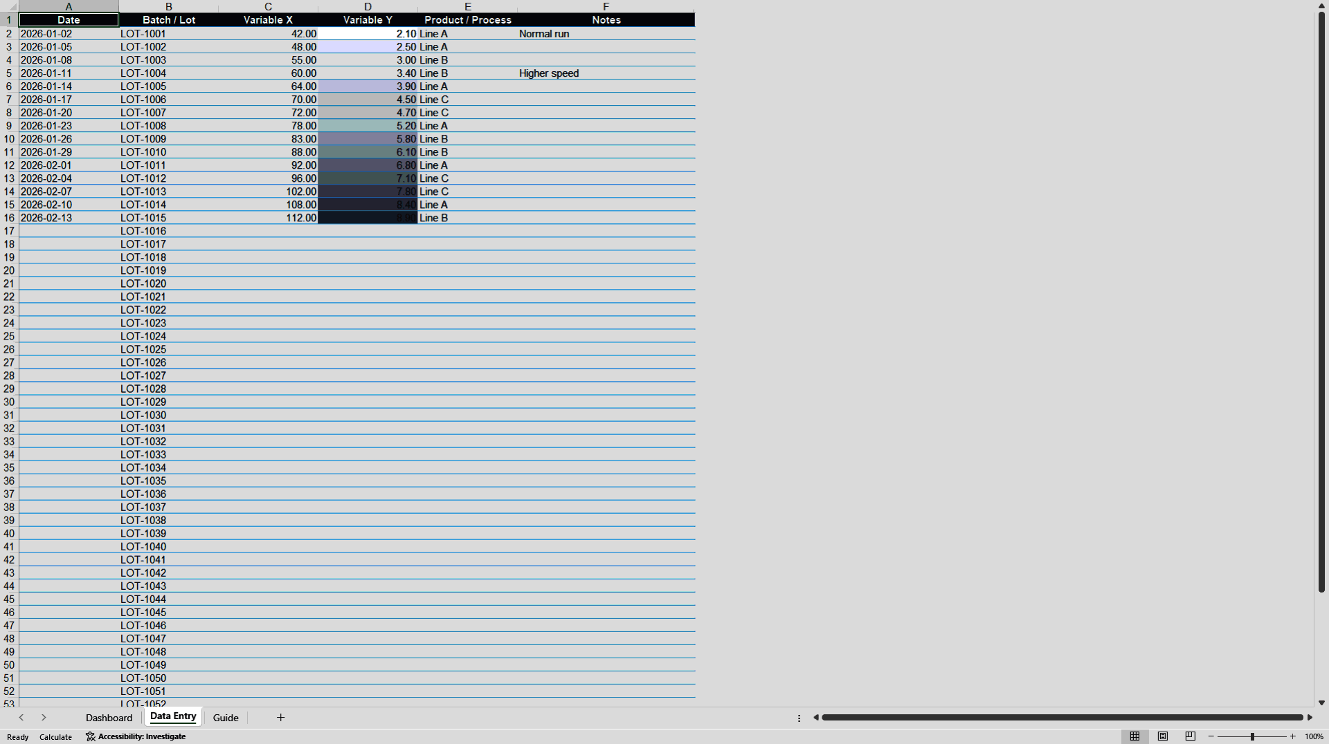 Quality Correlation and Scatter Analysis Tool (Excel template (XLSX)) Preview Image