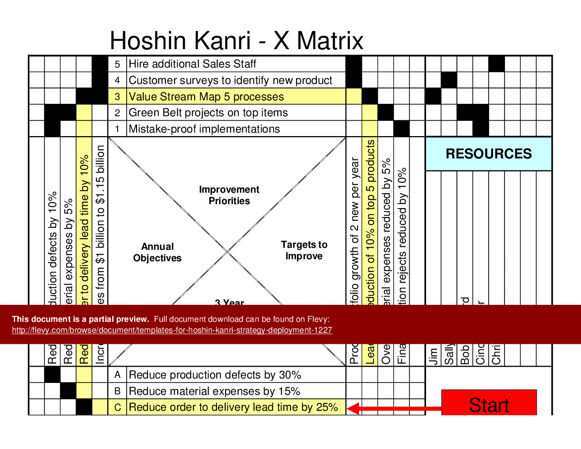 This is a partial preview of Templates for Hoshin Kanri Strategy Deployment (Excel workbook (XLSX)). 