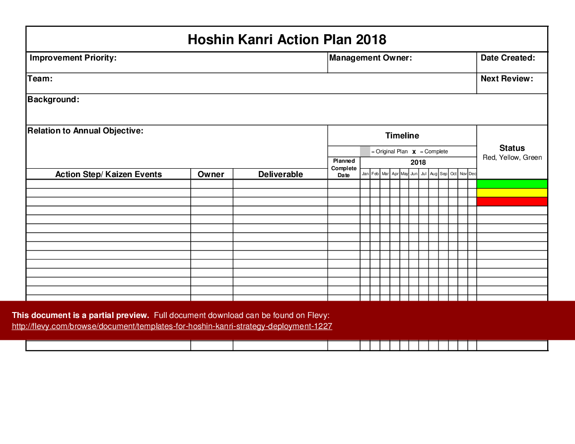 Templates for Hoshin Kanri Strategy Deployment (Excel template (XLSX)) Preview Image