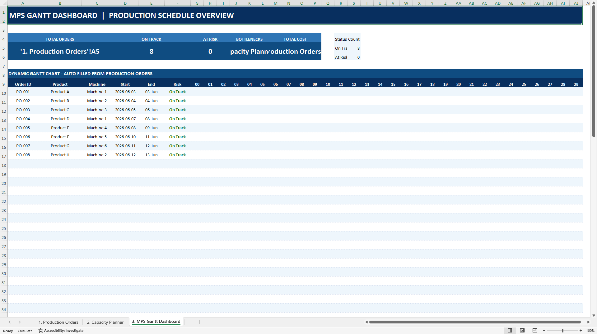 Master Production Scheduler and Capacity Planner (Excel template (XLSX)) Preview Image