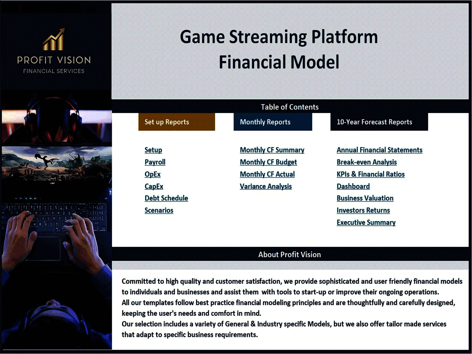 Game Streaming Platform – 10 Year Financial Model (Excel template (XLSX)) Preview Image