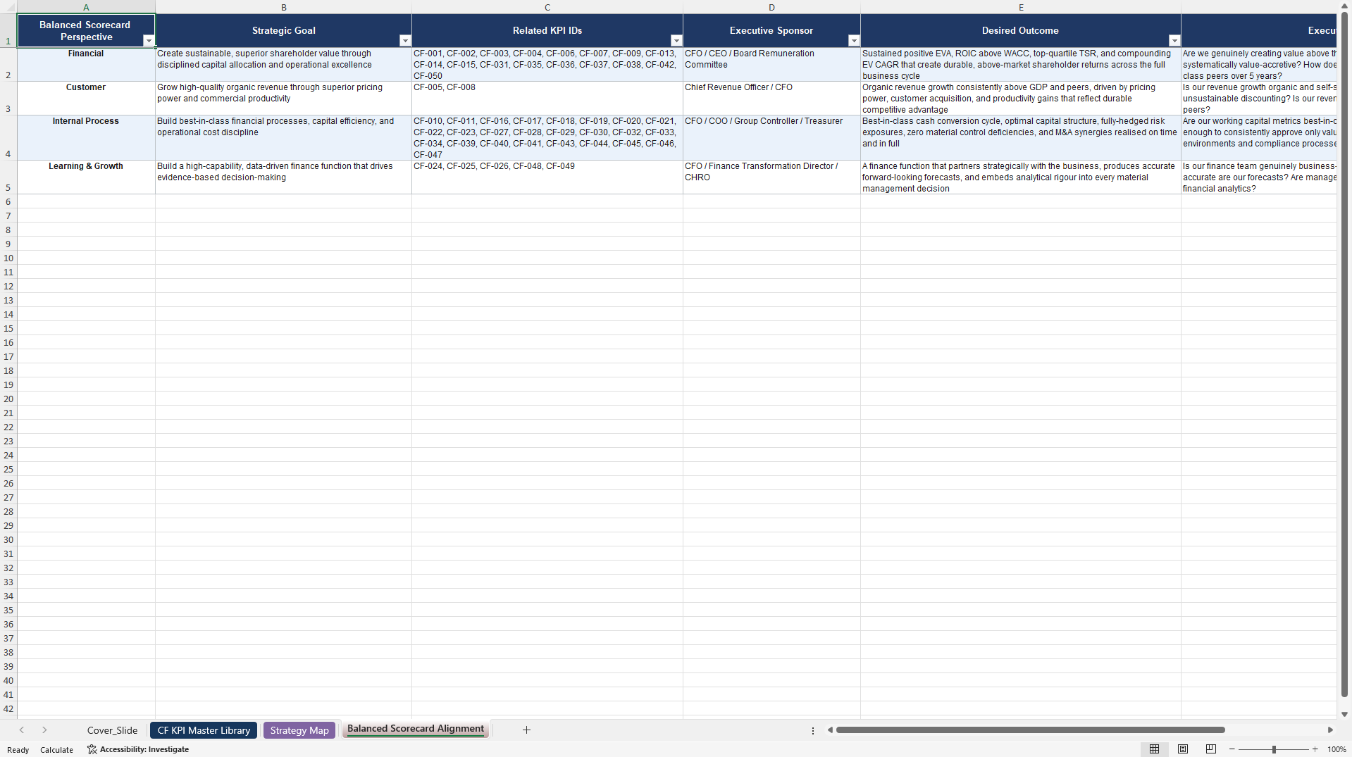 Corporate Finance KPIs & Benchmarks (Excel template (XLSX)) Preview Image