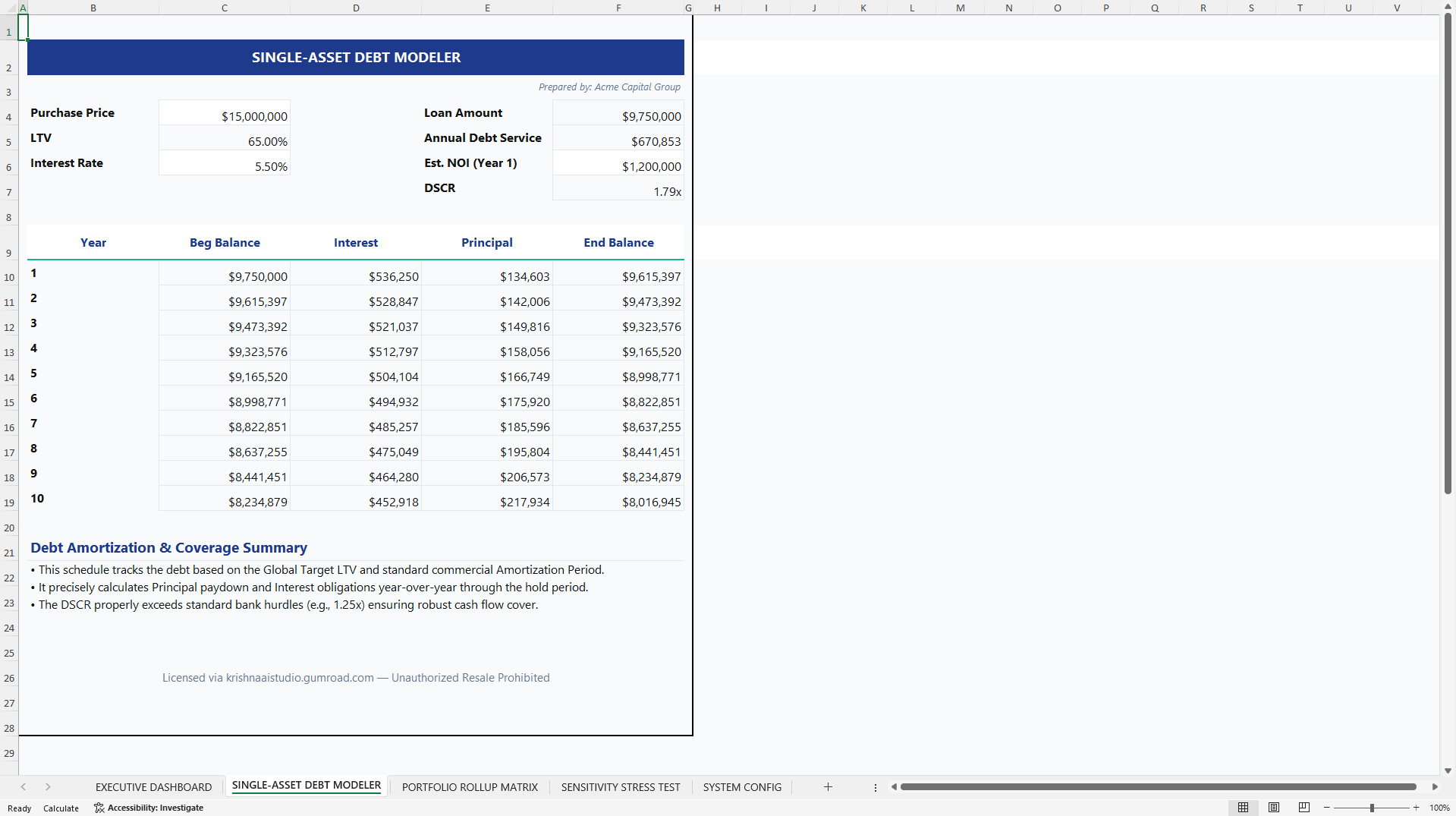 Institutional Real Estate LBO & Portfolio Engine (Excel template (XLSM)) Preview Image