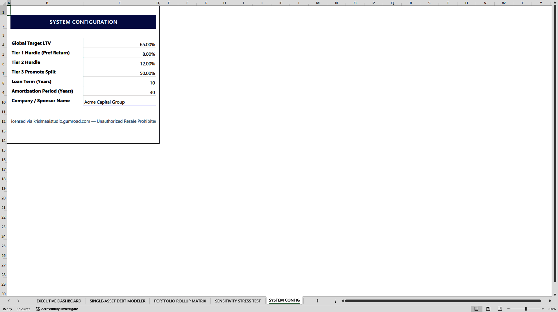 Institutional Real Estate LBO & Portfolio Engine (Excel template (XLSM)) Preview Image
