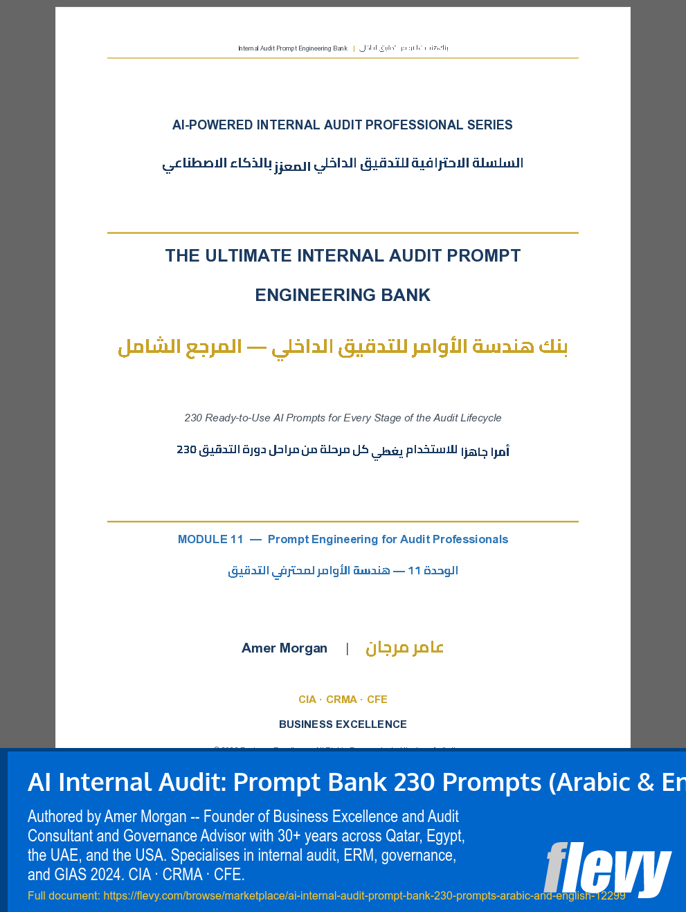 AI Internal Audit: Prompt Bank 230 Prompts (Arabic & English) (288-page PDF document) Preview Image