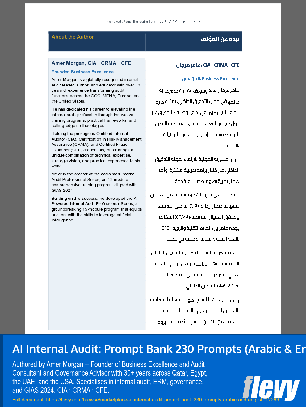 AI Internal Audit: Prompt Bank 230 Prompts (Arabic & English) (288-page PDF document) Preview Image