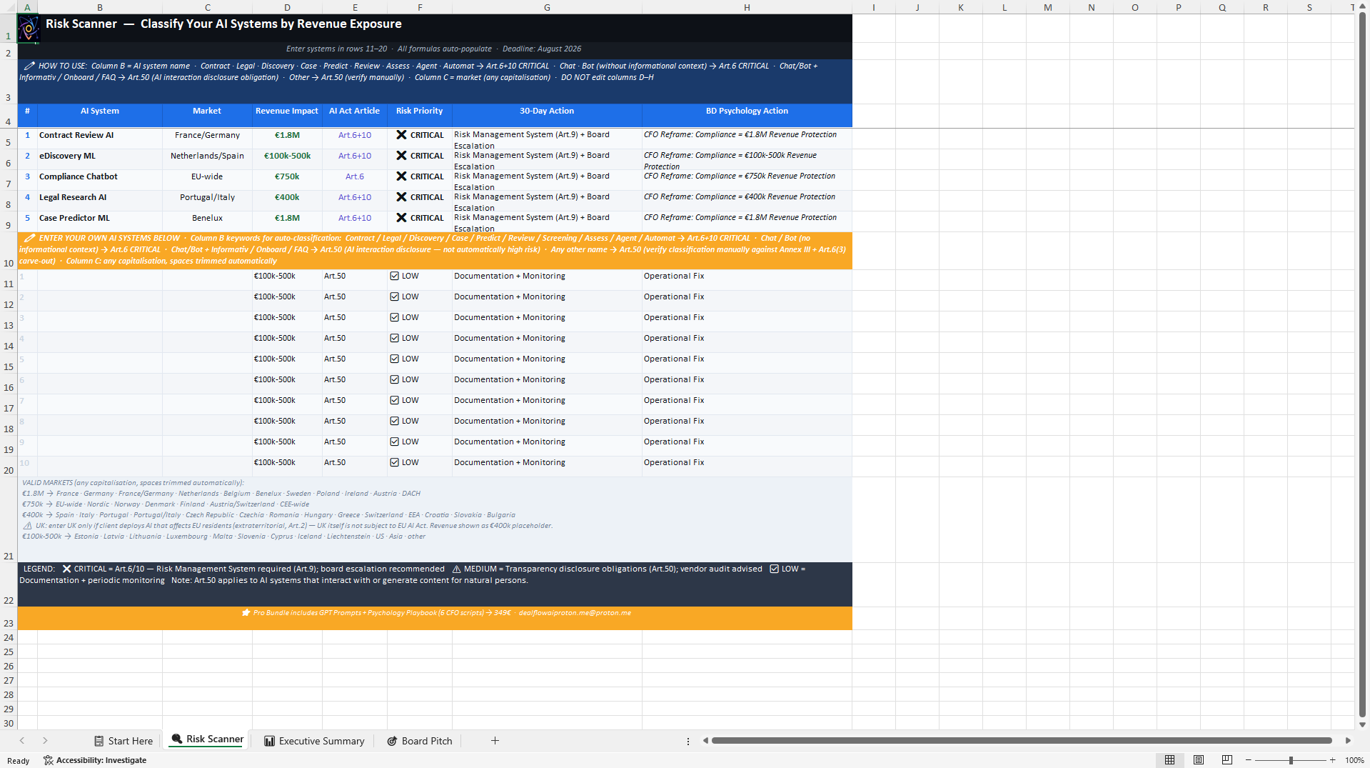 AI Act Revenue Protection Scanner - Basic (Excel template (XLSX)) Preview Image