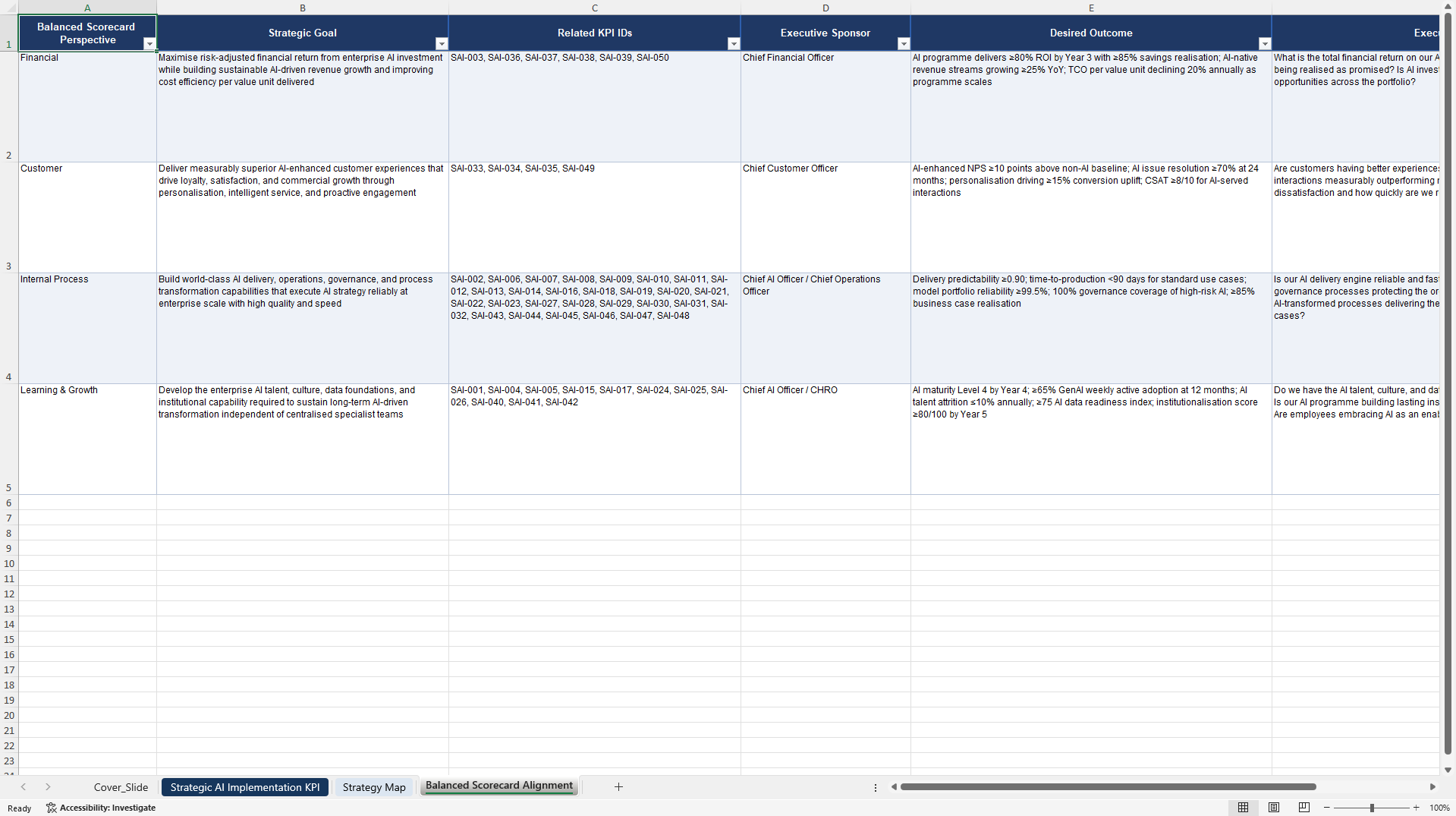 Strategic AI Implementation KPIs & Benchmarks (Excel template (XLSX)) Preview Image