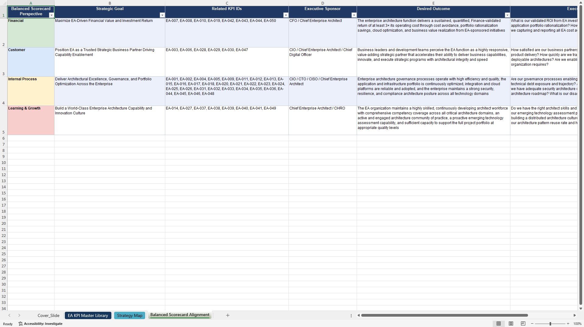 Enterprise Architecture KPIs & Benchmarks (Excel template (XLSX)) Preview Image