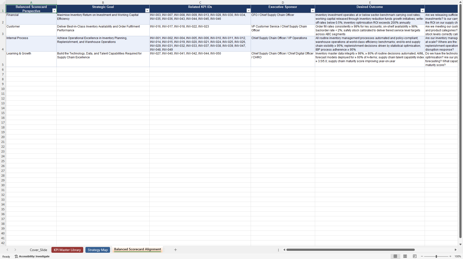 Inventory Management KPIs & Benchmarks (Excel template (XLSX)) Preview Image