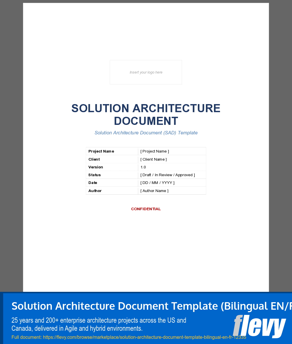 Solution Architecture Document Template (Bilingual EN/FR) (15-page Word document) Preview Image