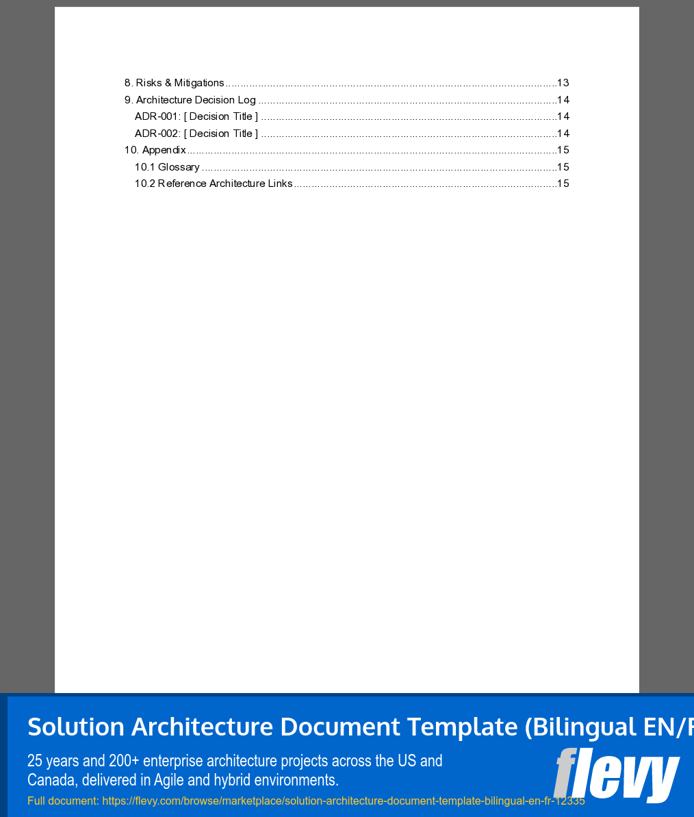 Solution Architecture Document Template (Bilingual EN/FR) (15-page Word document) Preview Image