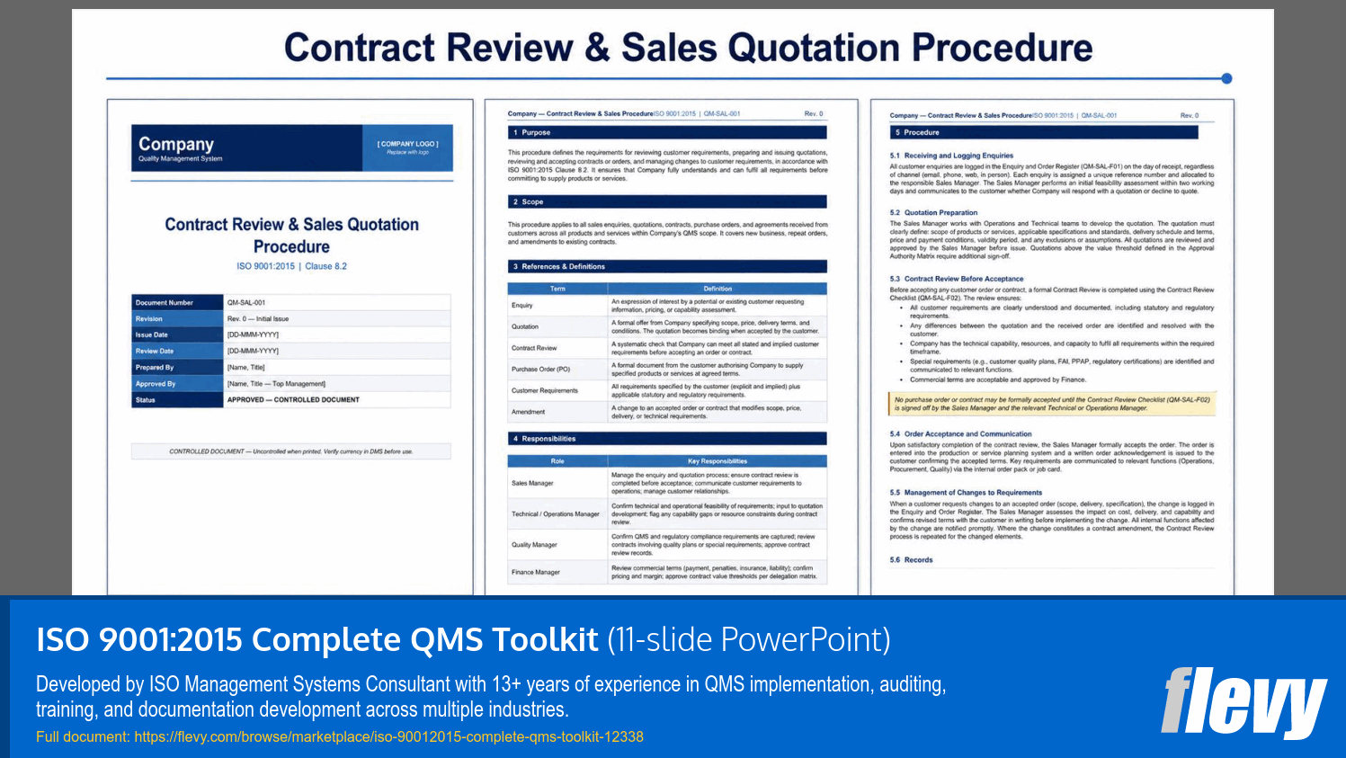 ISO 9001:2015 Complete QMS Toolkit (11-slide PPT PowerPoint presentation template (PPTX)) Preview Image