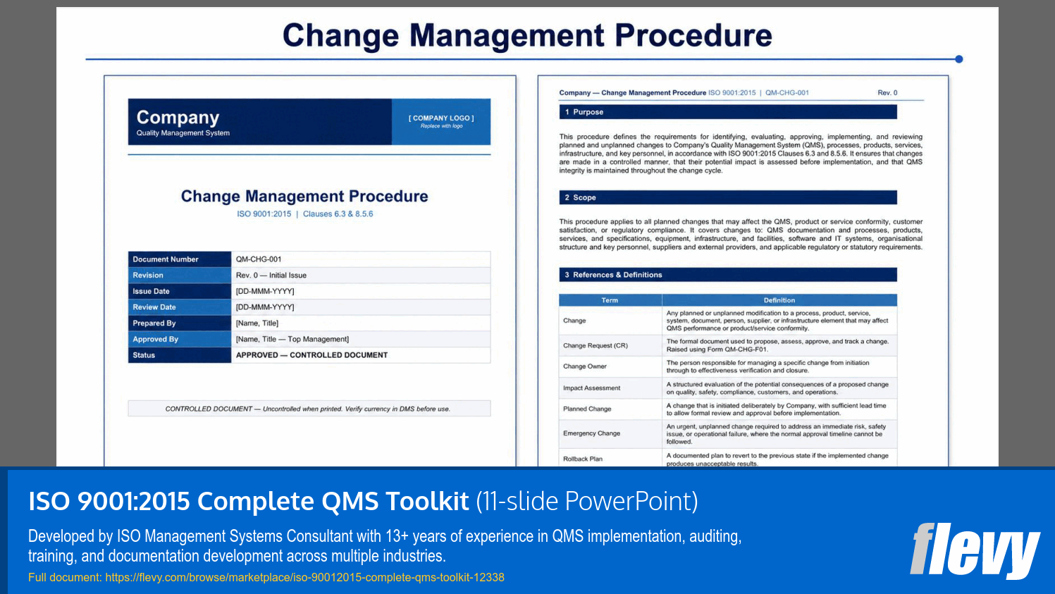 ISO 9001:2015 Complete QMS Toolkit (11-slide PPT PowerPoint presentation template (PPTX)) Preview Image