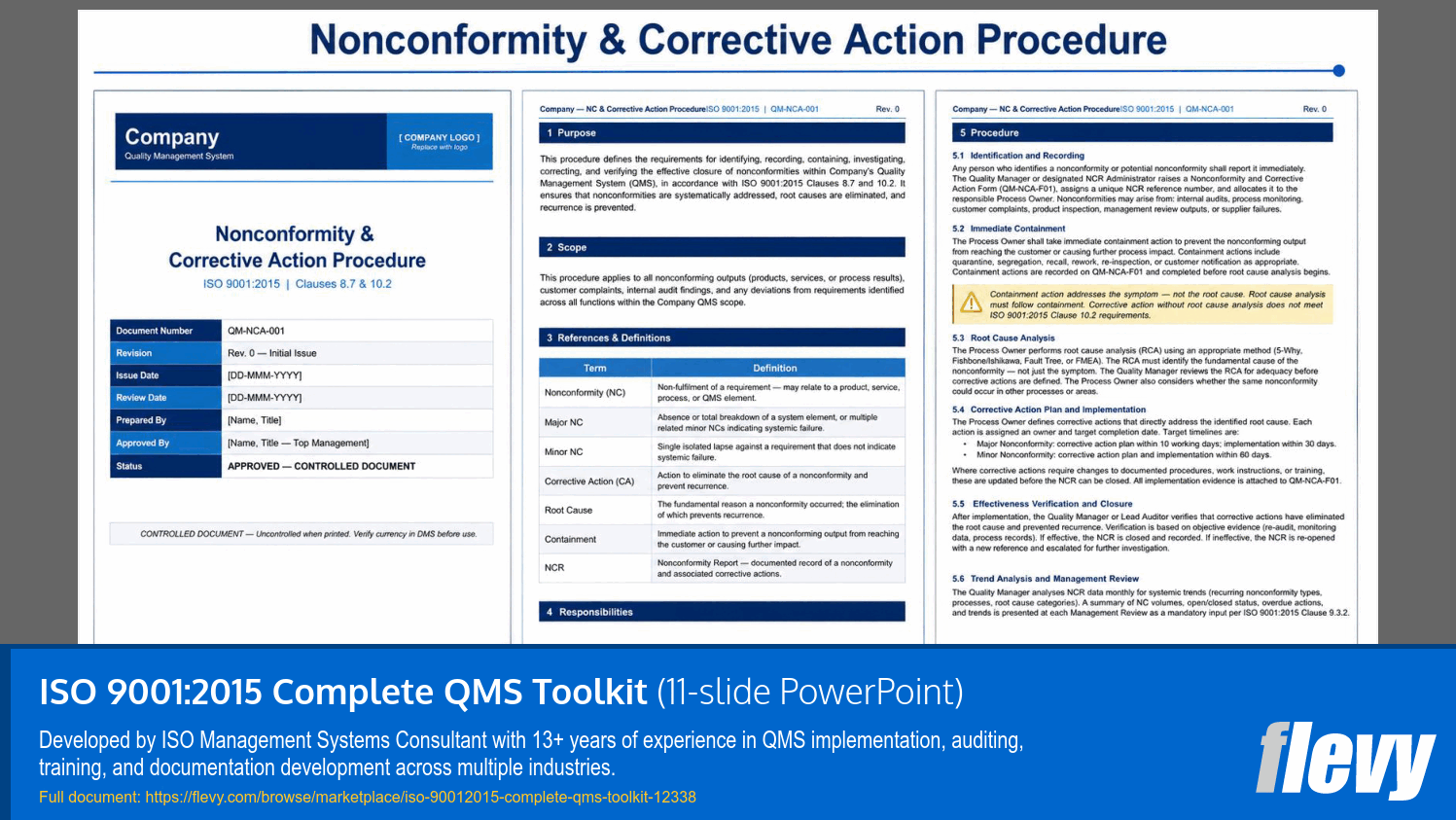 ISO 9001:2015 Complete QMS Toolkit (11-slide PPT PowerPoint presentation template (PPTX)) Preview Image