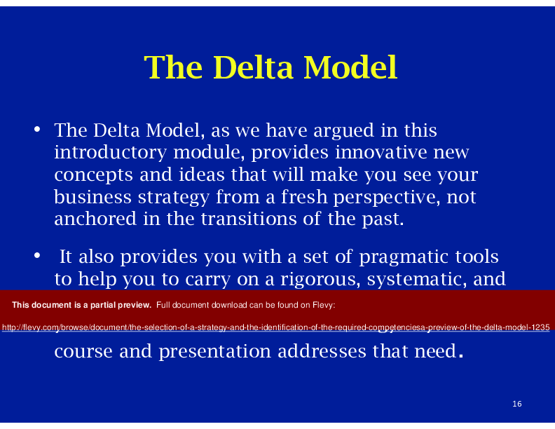 Delta Model Framework - Strategy Selection and Competencies Identification (42-page PDF document) Preview Image
