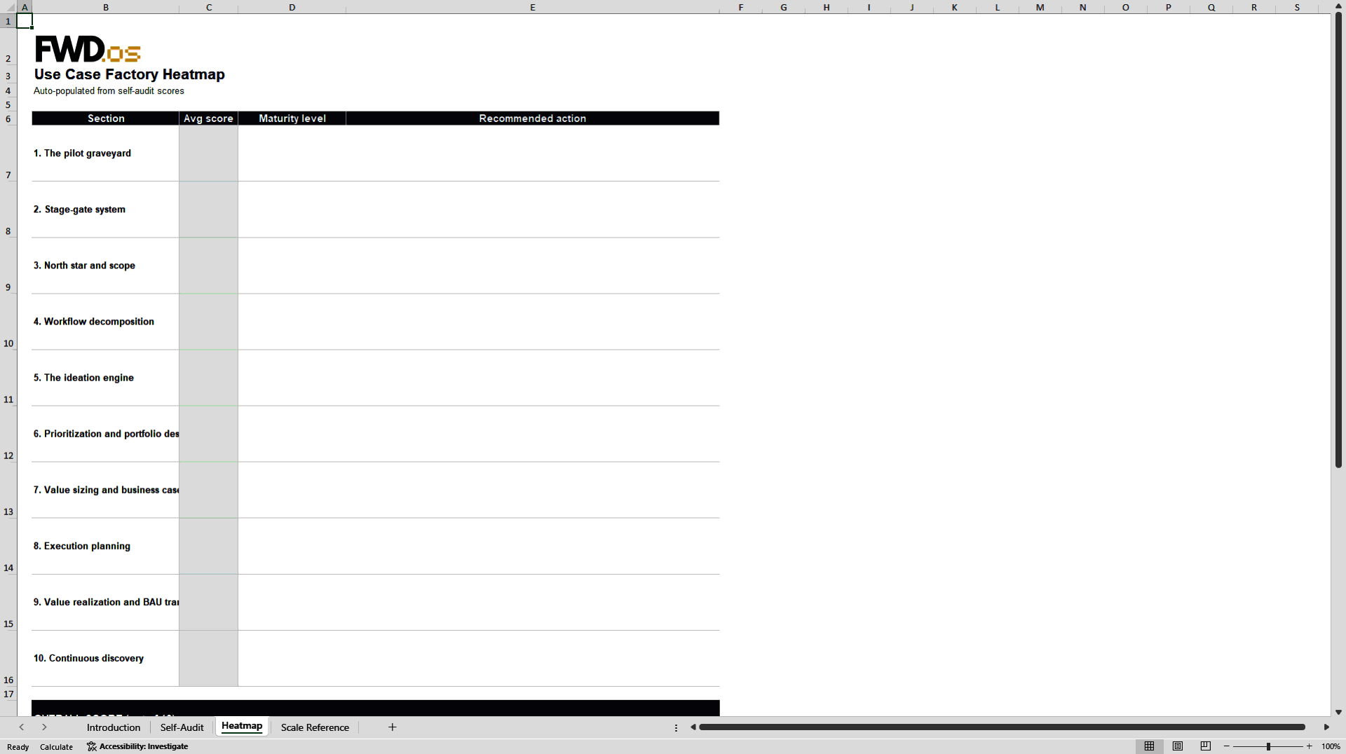 AI Use-Case Factory Self-Audit (Idea to Production) (Excel template (XLSX)) Preview Image