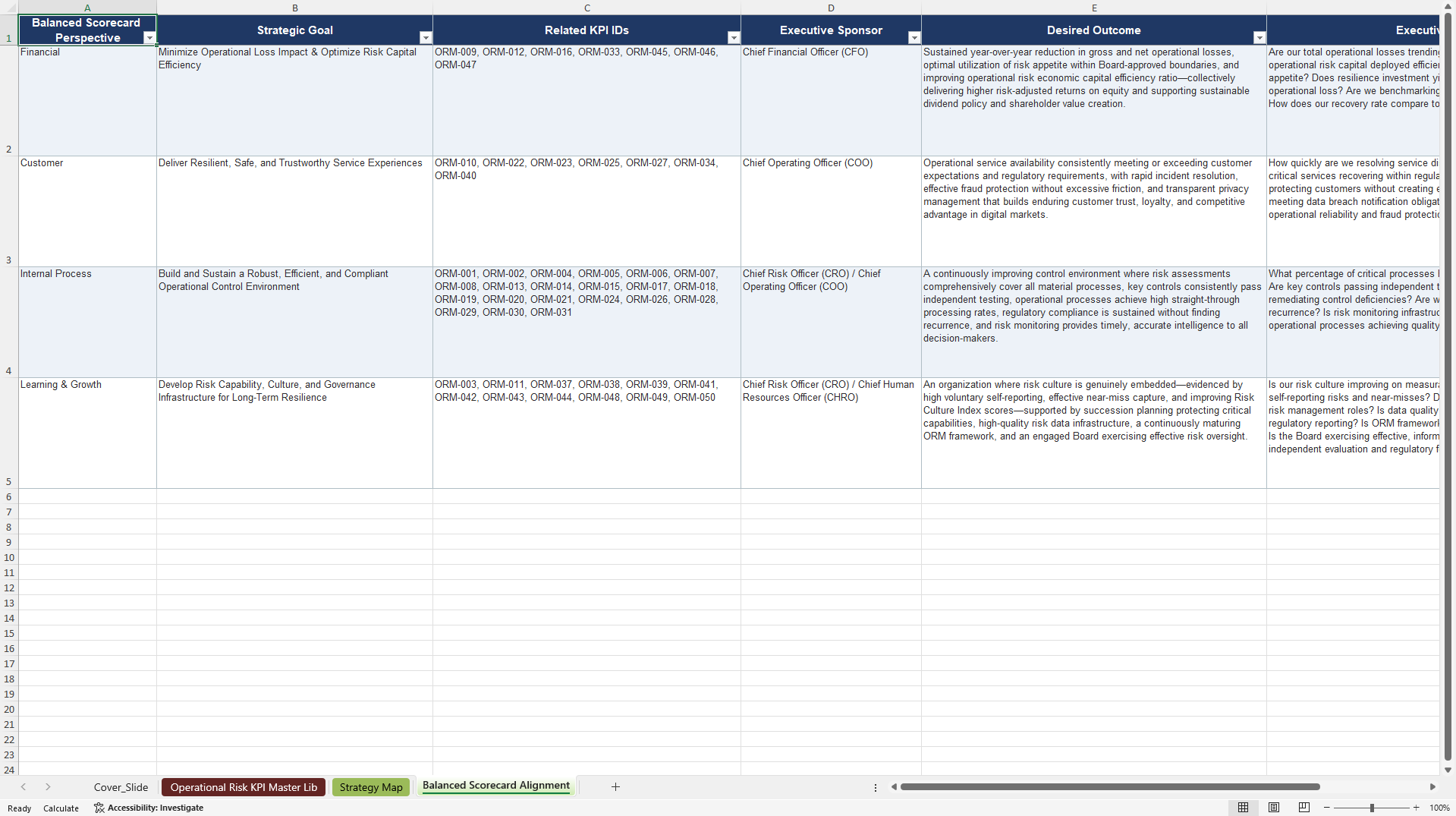 Operational Risk Management KPIs & Benchmarks (Excel template (XLSX)) Preview Image