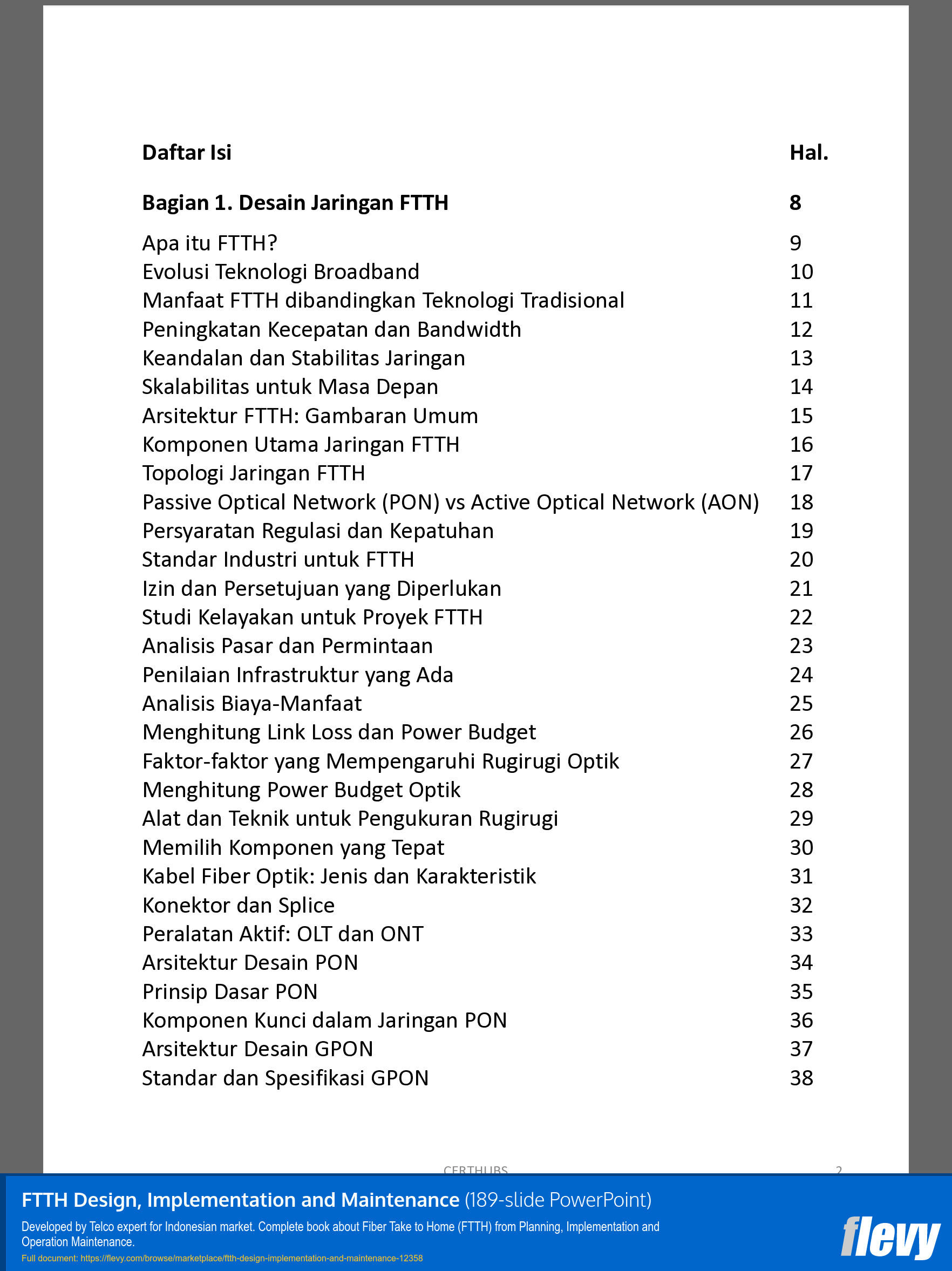 FTTH Design, Implementation and Maintenance (Indonesian) (189-slide PPT PowerPoint presentation template (PPTX)) Preview Image