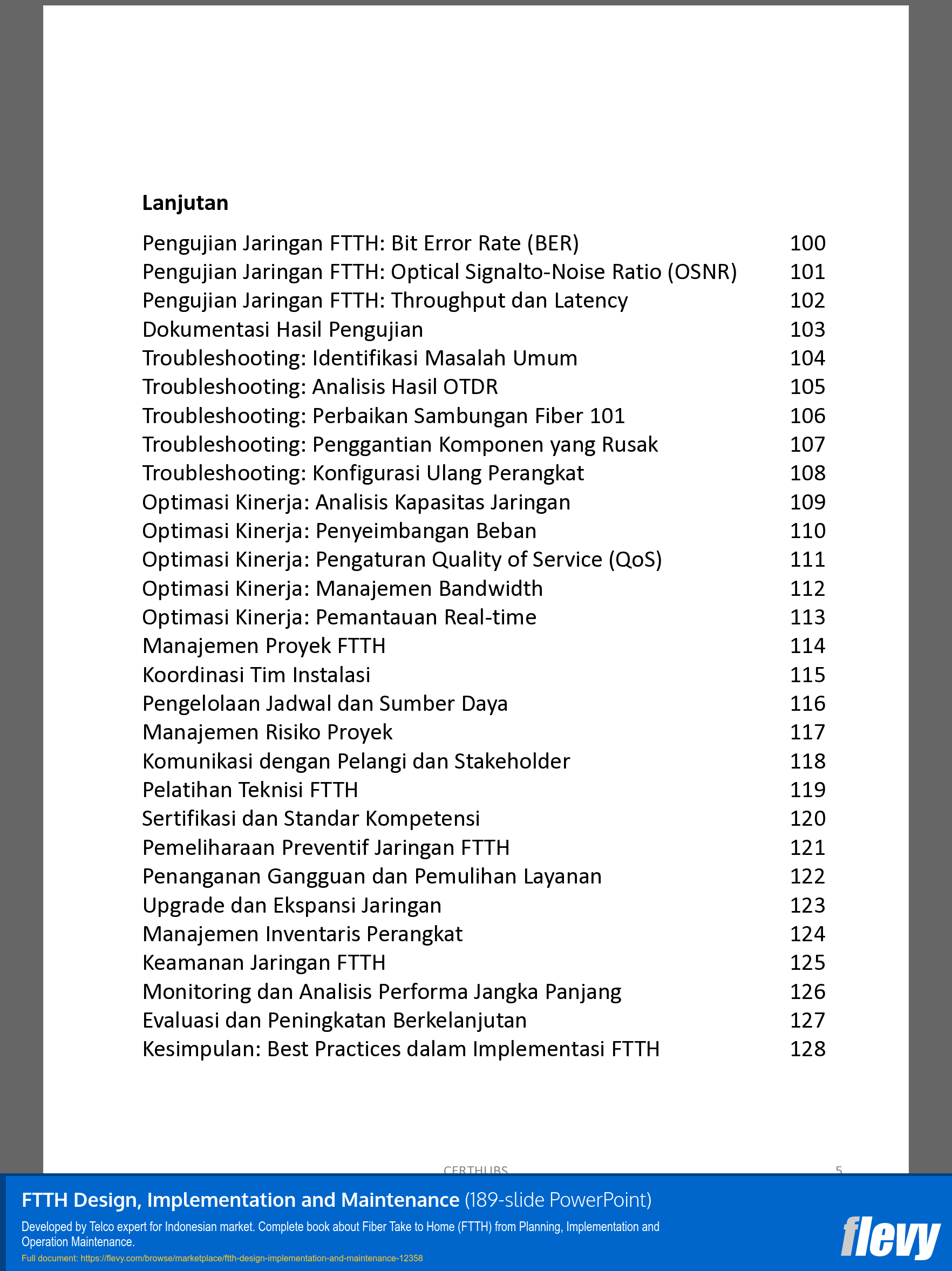 FTTH Design, Implementation and Maintenance (Indonesian) (189-slide PPT PowerPoint presentation template (PPTX)) Preview Image