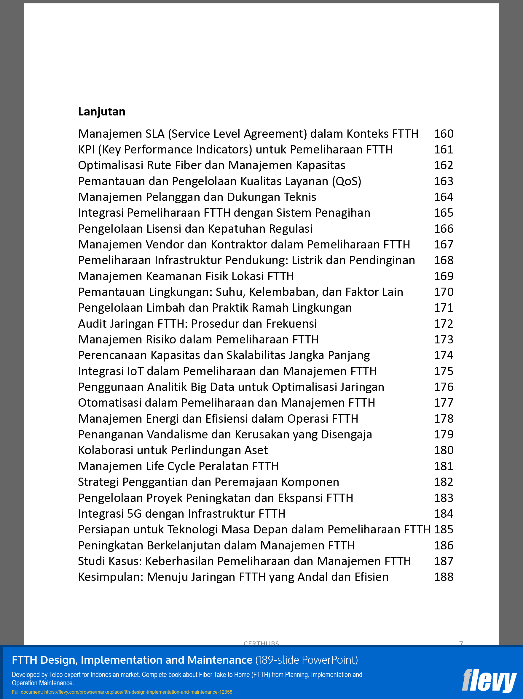 FTTH Design, Implementation and Maintenance (Indonesian) (189-slide PPT PowerPoint presentation template (PPTX)) Preview Image