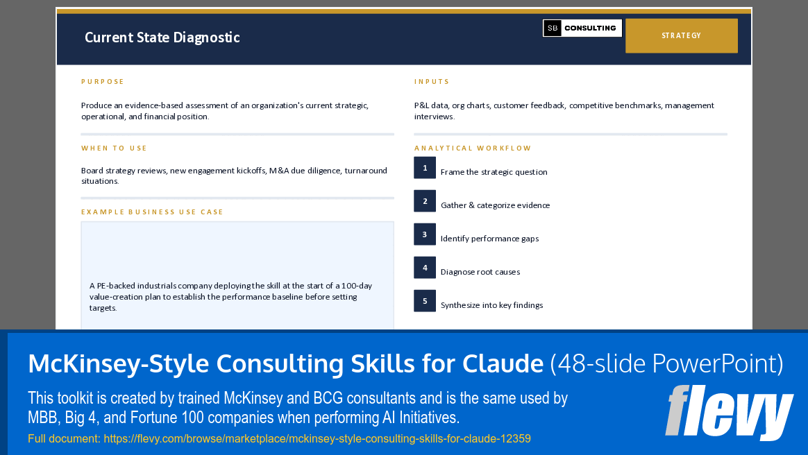 McKinsey-Style Consulting Skills for Claude (48-slide PPT PowerPoint presentation template (PPTX)) Preview Image