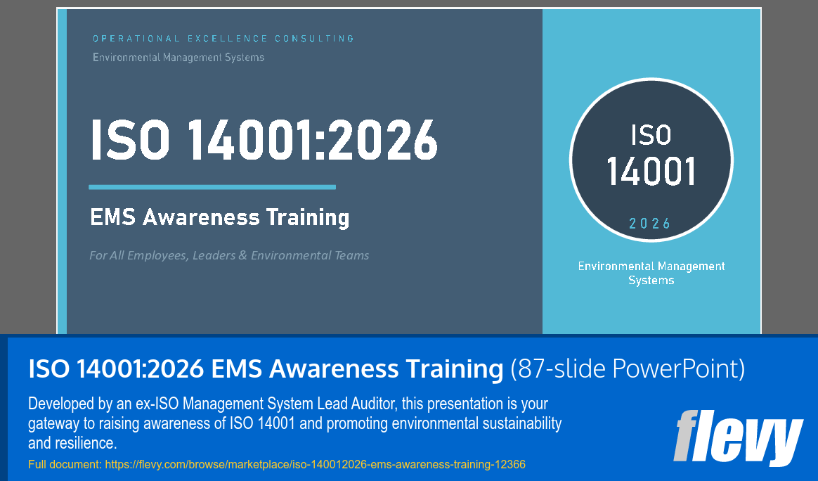 ISO 14001:2026 EMS Awareness Training (87-slide PPT PowerPoint presentation template (PPTX)) Preview Image