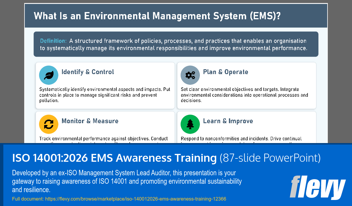 ISO 14001:2026 EMS Awareness Training (87-slide PPT PowerPoint presentation template (PPTX)) Preview Image