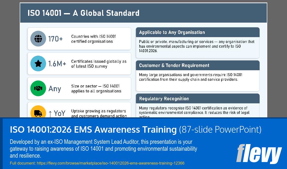 ISO 14001:2026 EMS Awareness Training (87-slide PPT PowerPoint presentation template (PPTX)) Preview Image