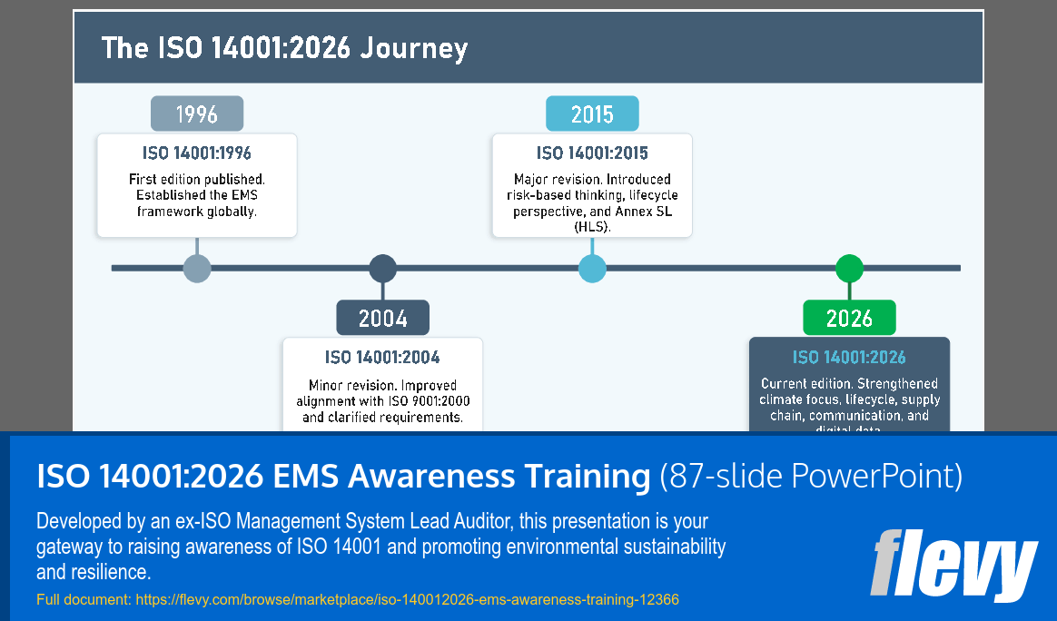 ISO 14001:2026 EMS Awareness Training (87-slide PPT PowerPoint presentation template (PPTX)) Preview Image