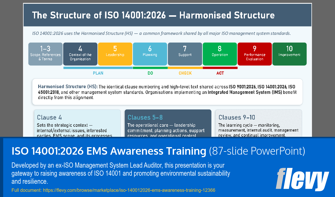ISO 14001:2026 EMS Awareness Training (87-slide PPT PowerPoint presentation template (PPTX)) Preview Image