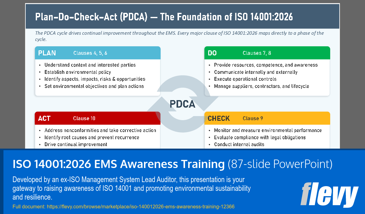 ISO 14001:2026 EMS Awareness Training (87-slide PPT PowerPoint presentation template (PPTX)) Preview Image