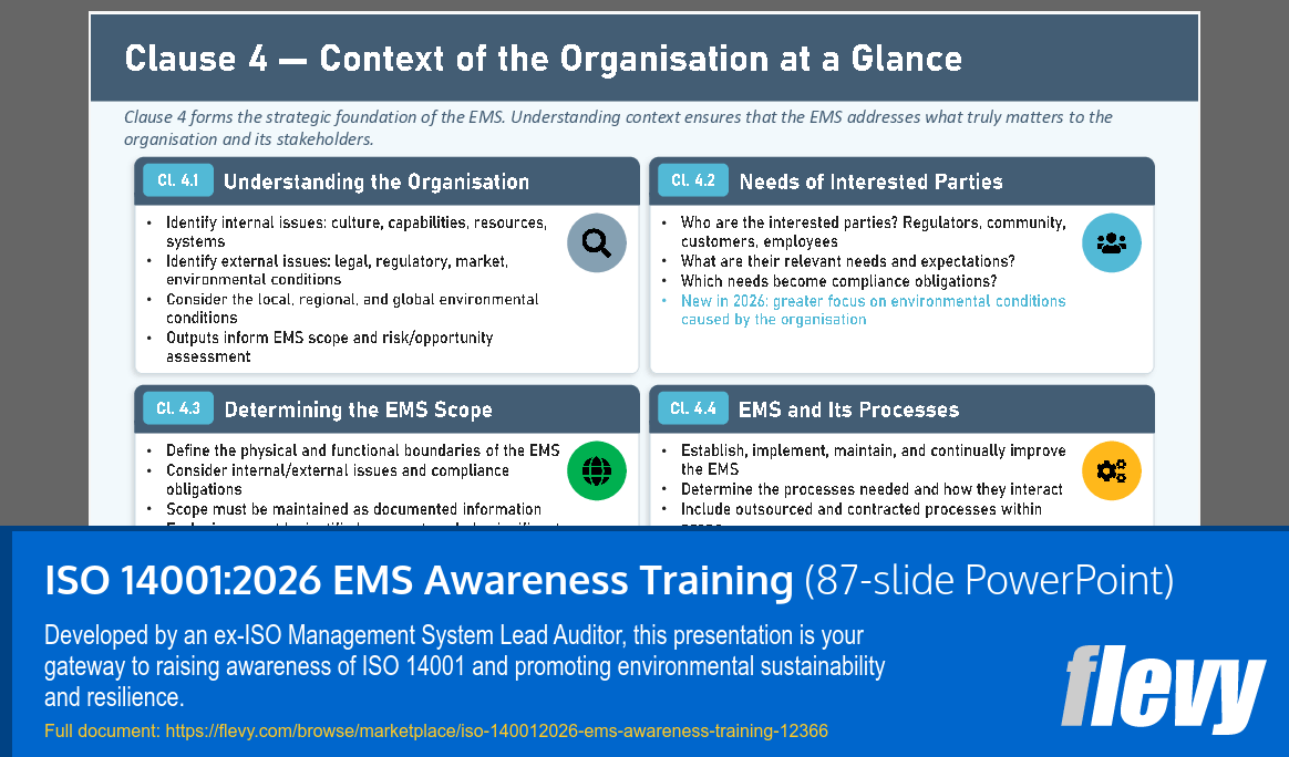 ISO 14001:2026 EMS Awareness Training (87-slide PPT PowerPoint presentation template (PPTX)) Preview Image