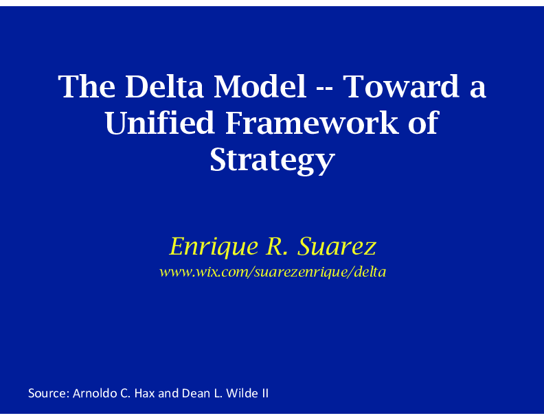 The Delta Model -- Towards a Unified Framework of Strategy (106-page PDF document) Preview Image
