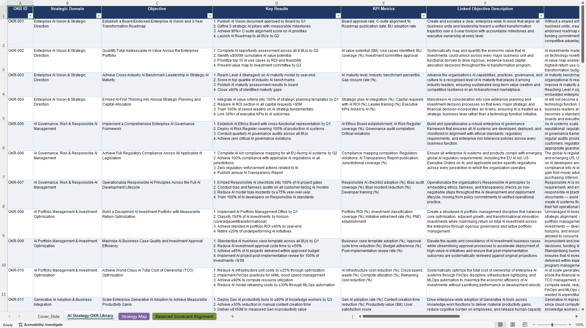 AI Strategy OKRs (Excel template (XLSX)) Preview Image
