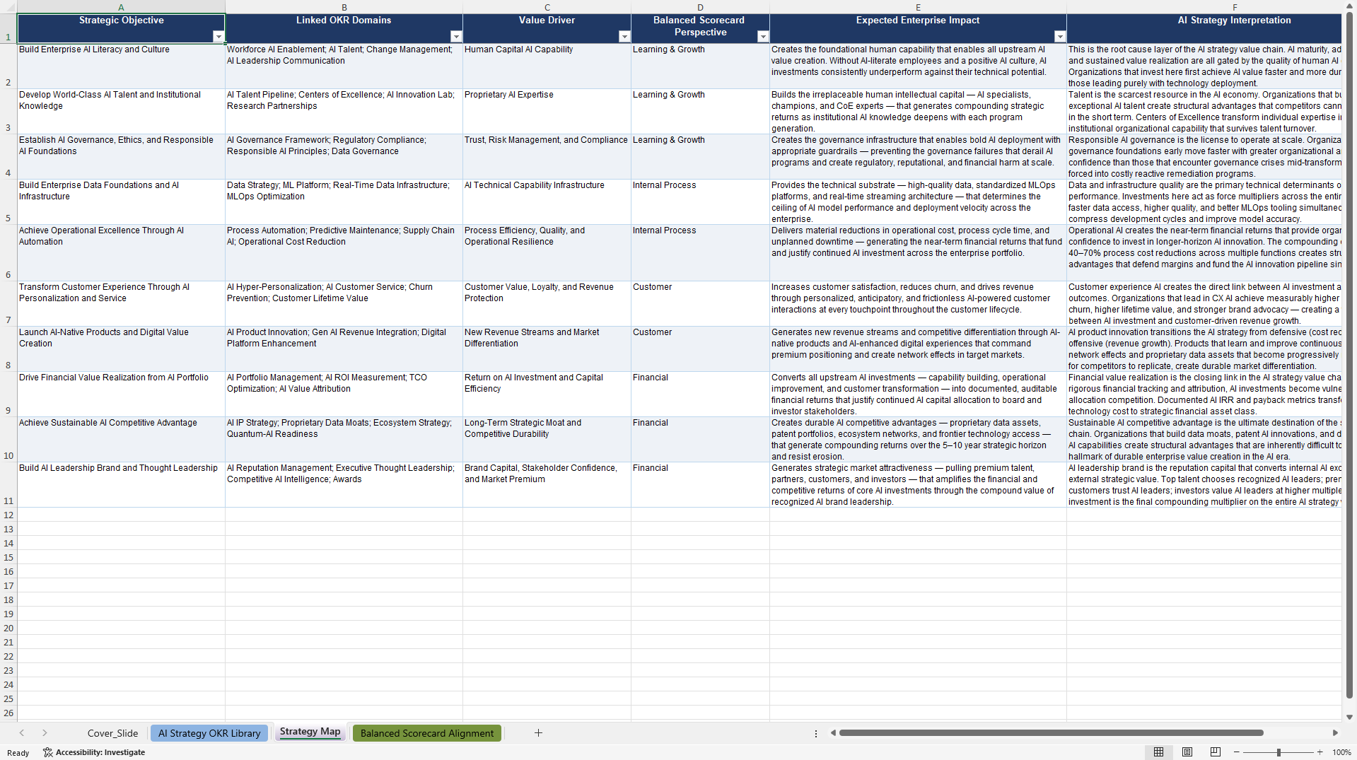 AI Strategy OKRs (Excel template (XLSX)) Preview Image