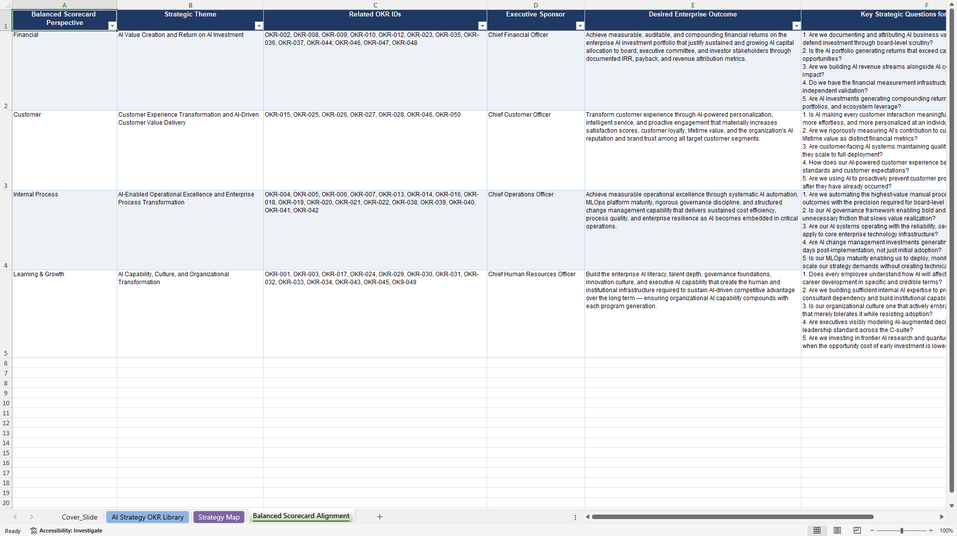 AI Strategy OKRs (Excel template (XLSX)) Preview Image