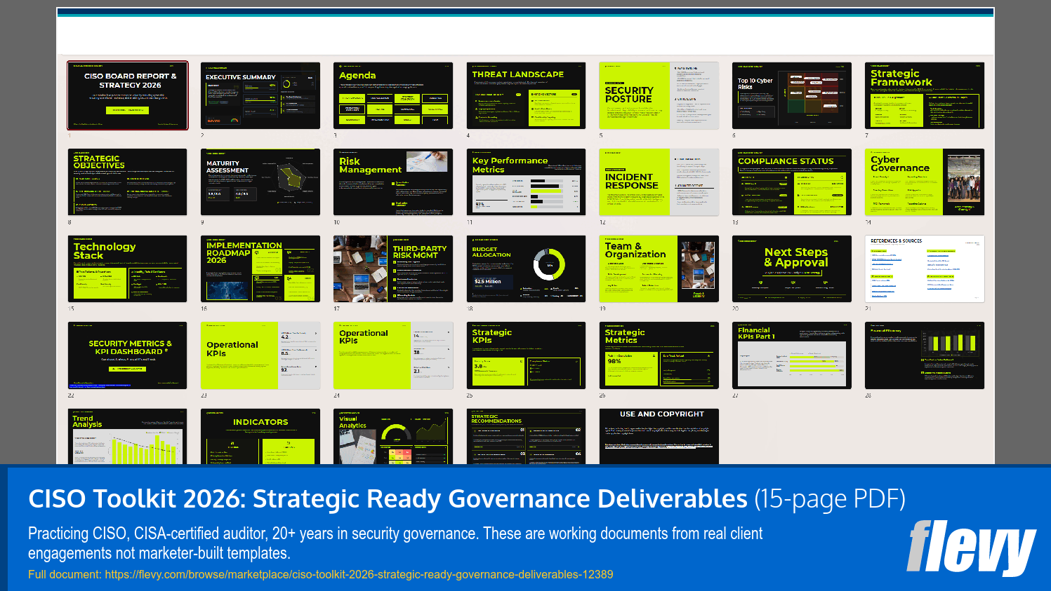 CISO Toolkit 2026: Strategic Ready Governance Deliverables (15-page PDF document) Preview Image