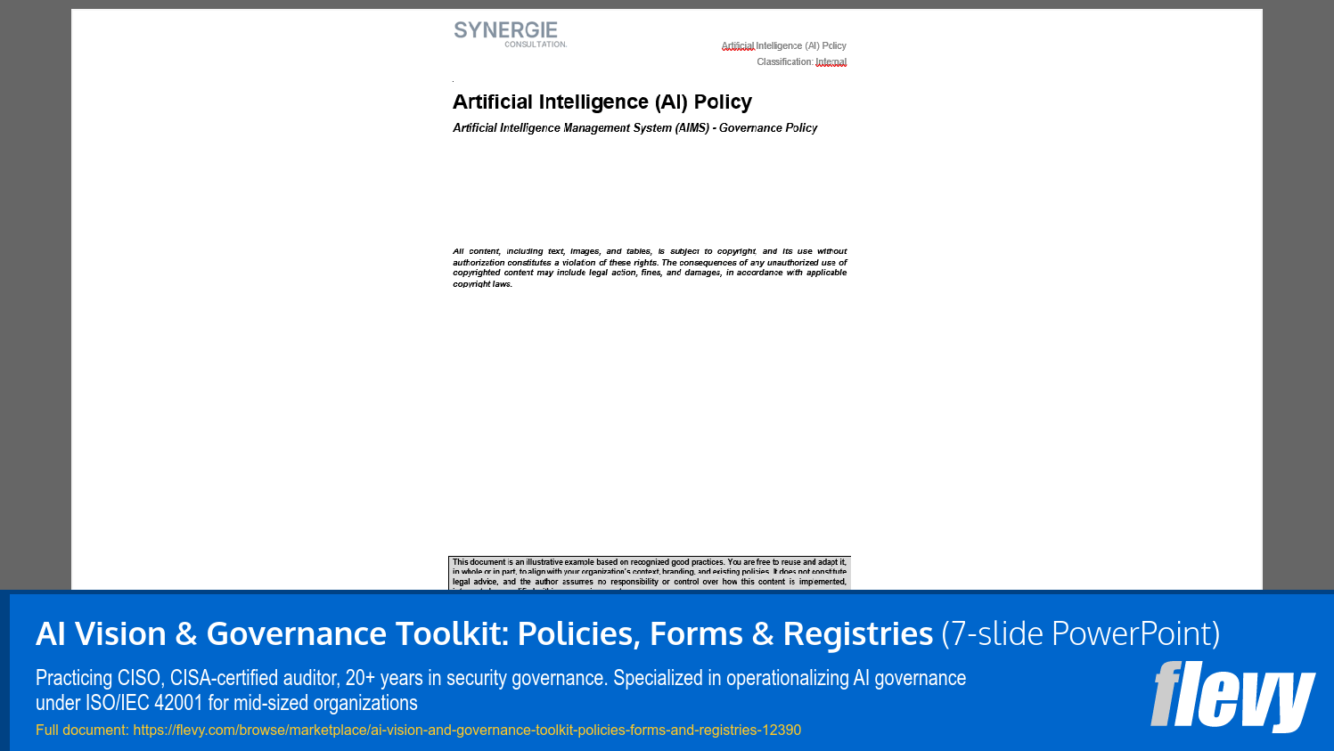 AI Vision & Governance Toolkit: Policies, Forms & Registries (7-slide PPT PowerPoint presentation template (PPTX)) Preview Image