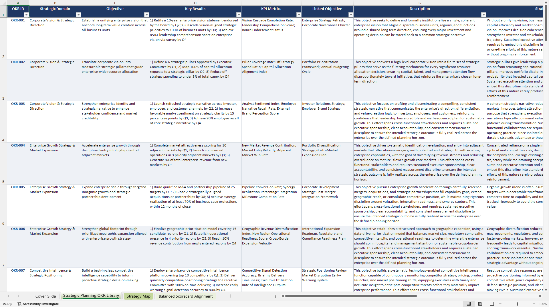 Strategic Planning OKRs (Excel template (XLSX)) Preview Image