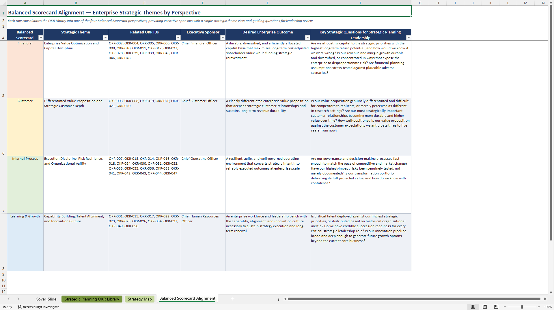 Strategic Planning OKRs (Excel template (XLSX)) Preview Image