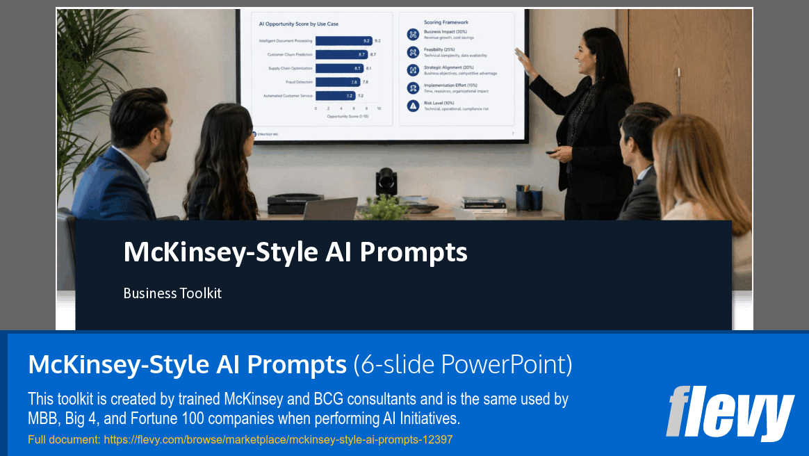 McKinsey-Style AI Prompts (6-slide PPT PowerPoint presentation template (PPTX)) Preview Image