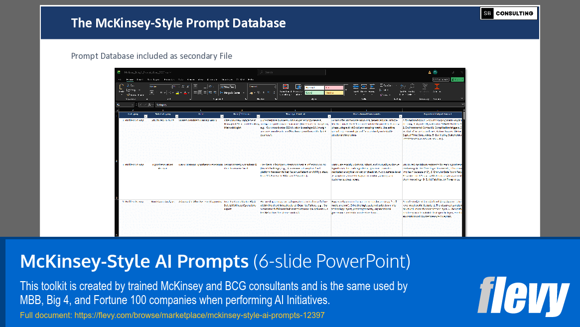 McKinsey-Style AI Prompts (6-slide PPT PowerPoint presentation template (PPTX)) Preview Image