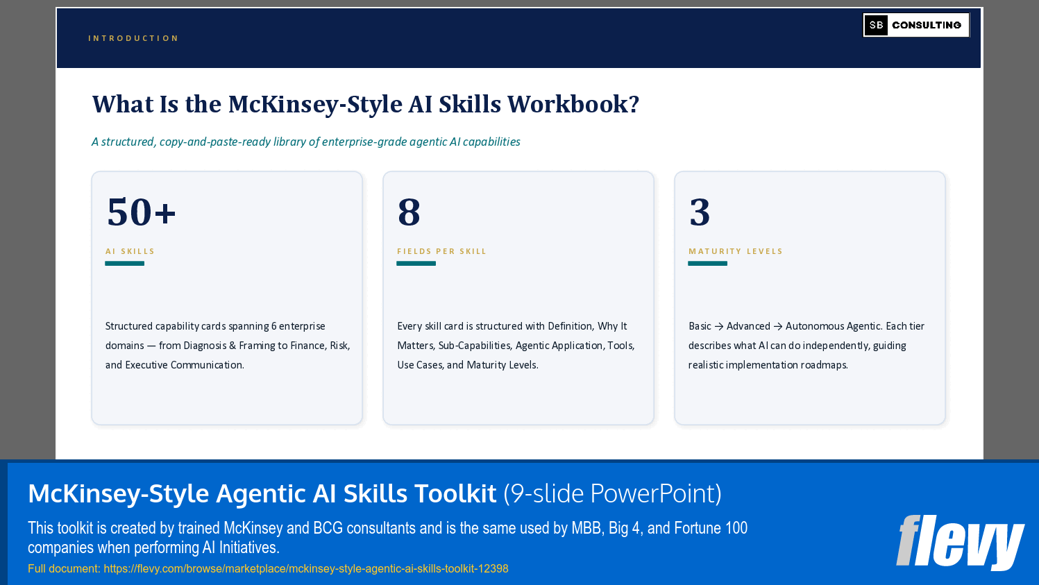 McKinsey-Style Agentic AI Skills Toolkit (9-slide PPT PowerPoint presentation template (PPTX)) Preview Image